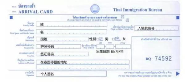 各國出入境卡填寫指南，附中文翻譯！